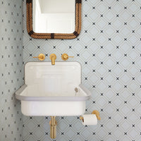 Blue Geometric Tile Pattern Wallpaper