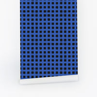 Bright Blue Watercolor Plaid Wallpaper