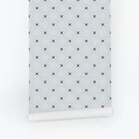 Blue Geometric Tile Pattern Wallpaper