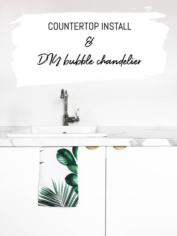 One Room Challenge Week 3: Kitchen countertop install & DIY bubble chandelier