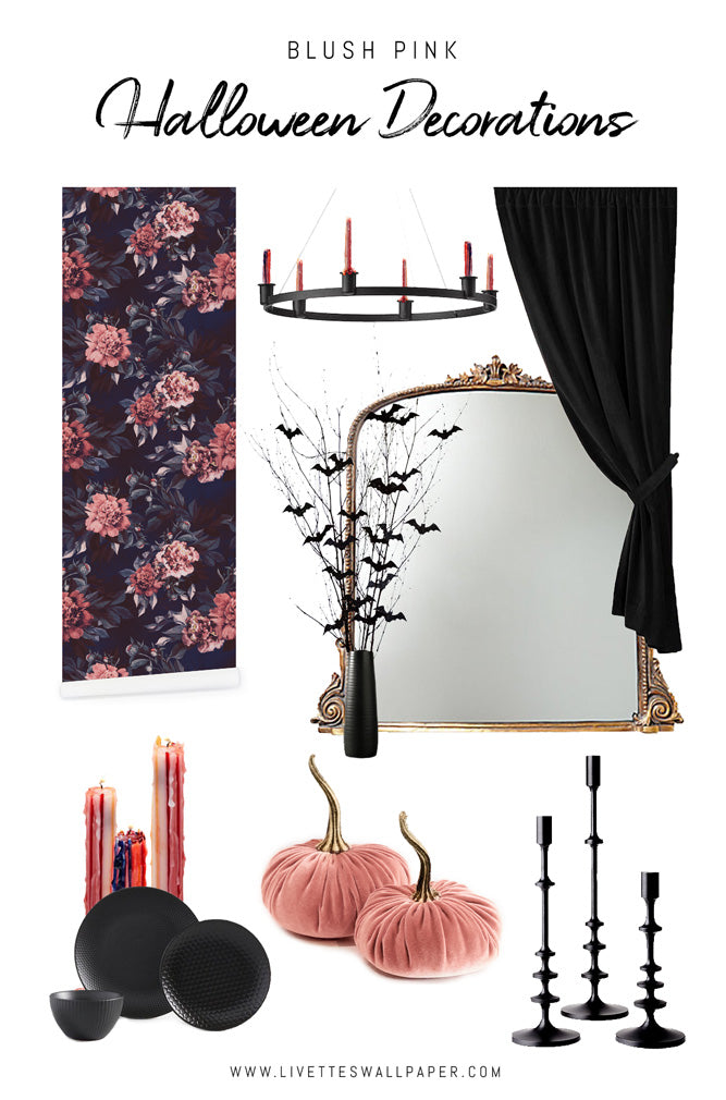 Blush pink decorations for Halloween party