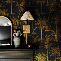 Metallic Gold Palm Leaves Wallpaper