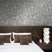 Metallic Silver Malachite Removable Wallpaper