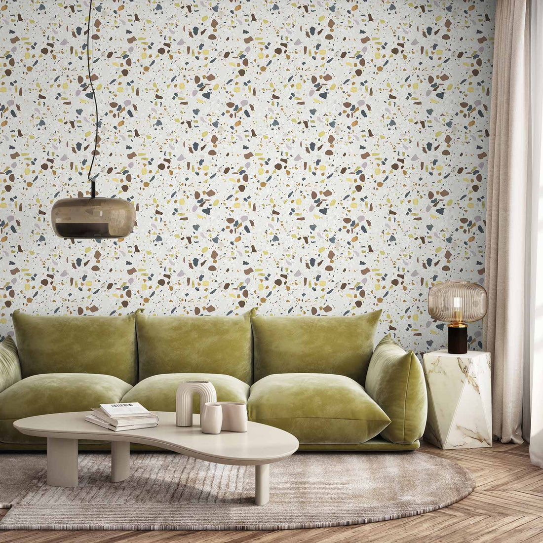 Fall Color Terrazzo Removable Wallpaper