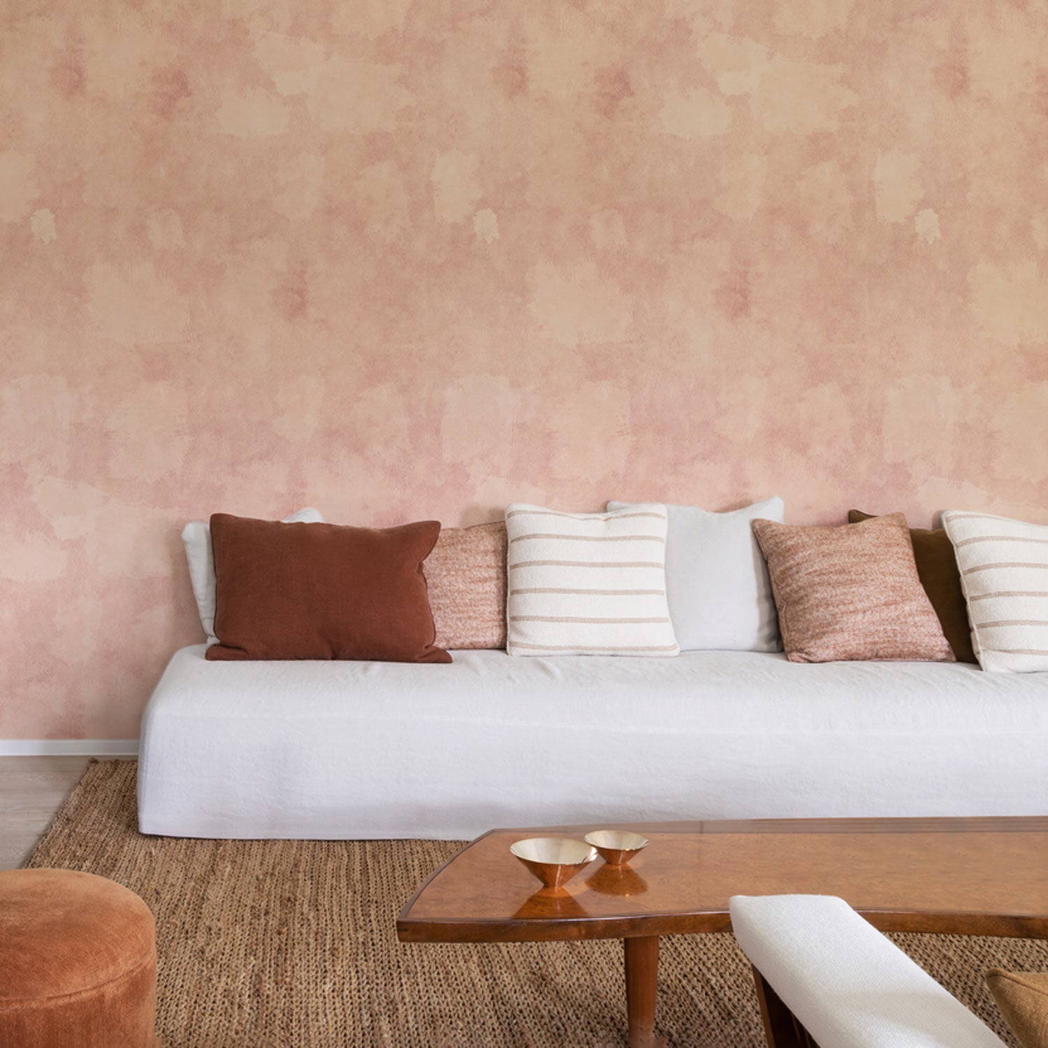 Modern Clay Pink Textured Limewash Removable Wallpaper | Livettes