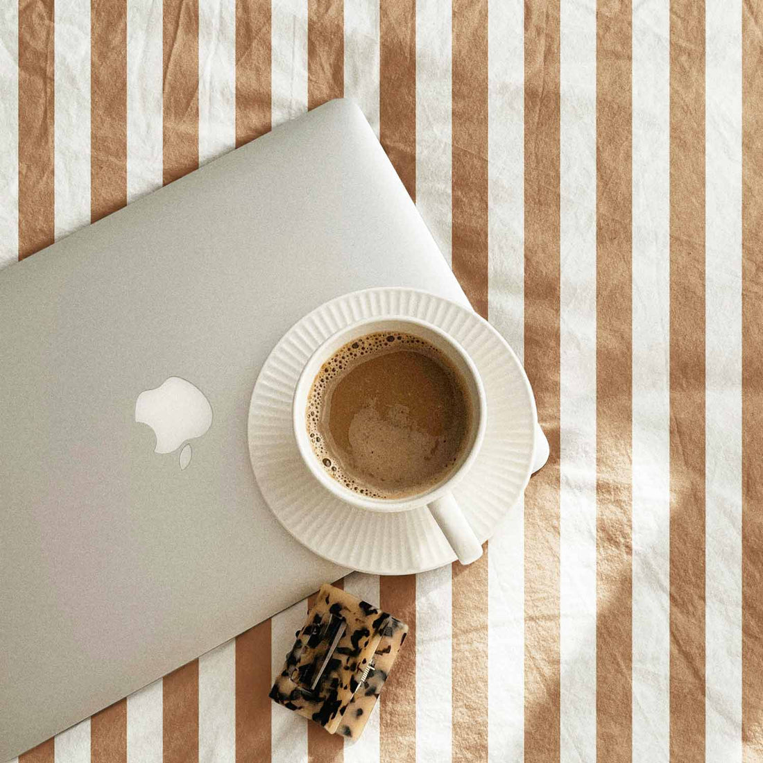 Latte Stripes Printed Fabric