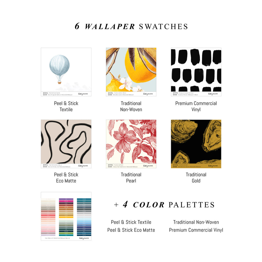 Included wallpaper materials in designer swatch book by Livettes Wallpaper