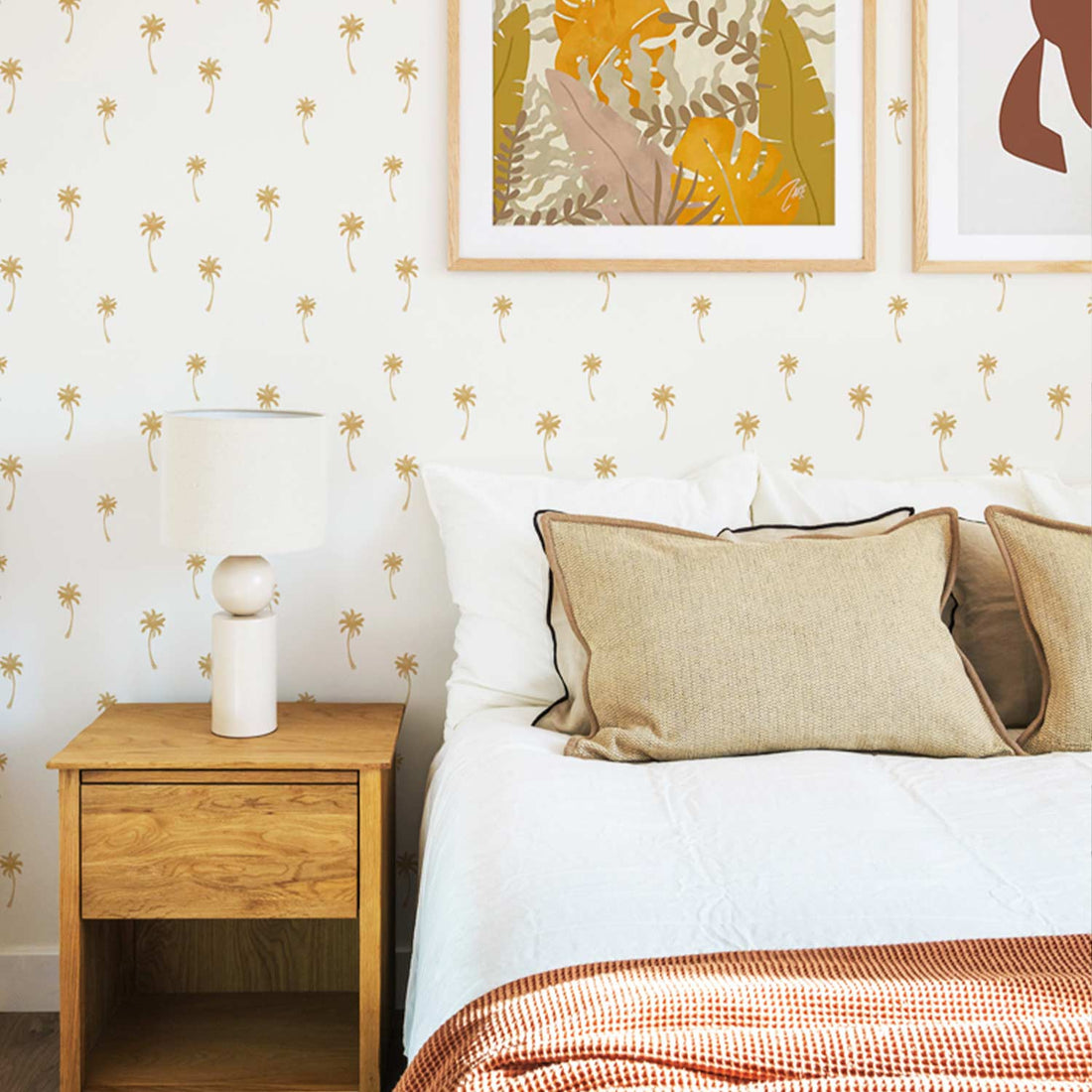 Tiny Palms In Ochre Removable Wallpaper