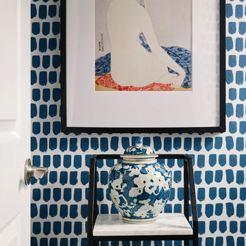 Blue Tiny Brush Removable Wallpaper In Petrol