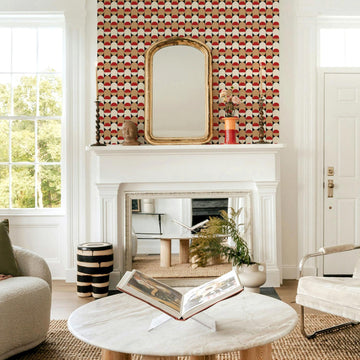 Red Mini Retro Design Removable Wallpaper
