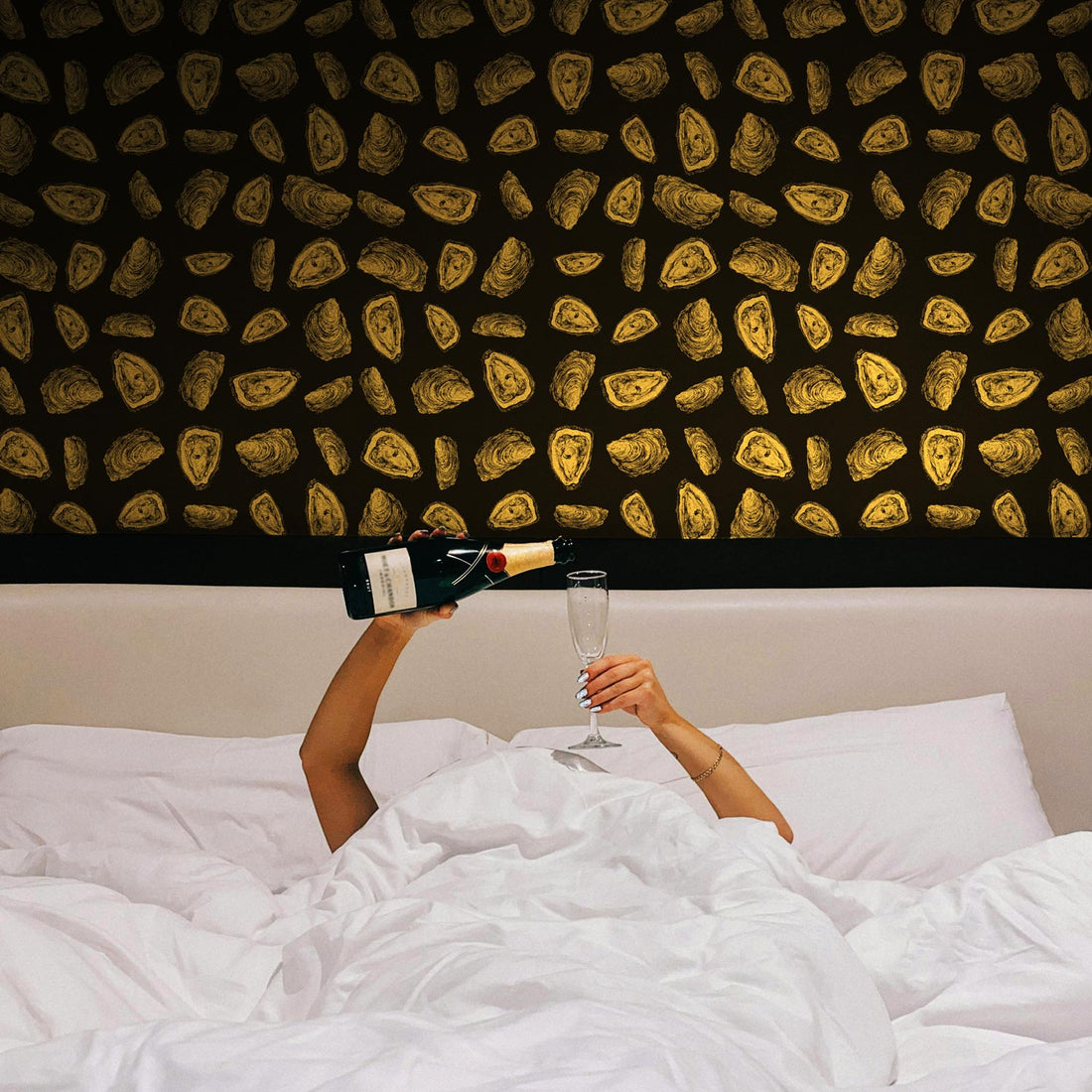 Gold Abstract Oysters Removable Wallpaper