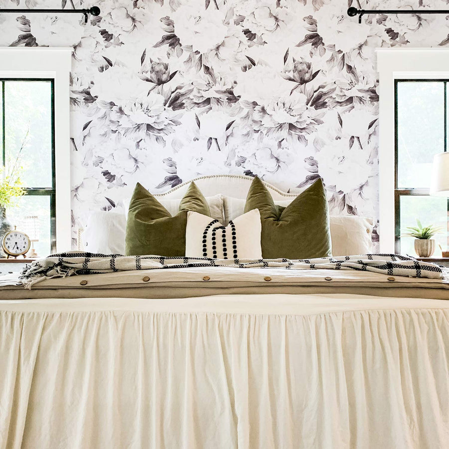 Grey peony removable wallpaper