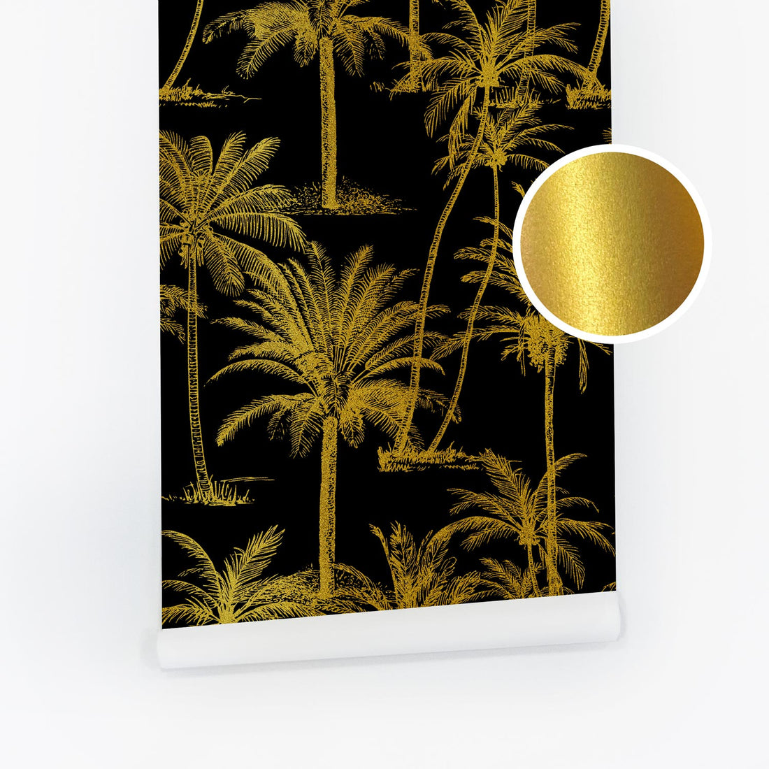 Metallic Gold Palm Leaves Wallpaper