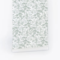 Royal Bloom Removable Wallpaper In Sage Color