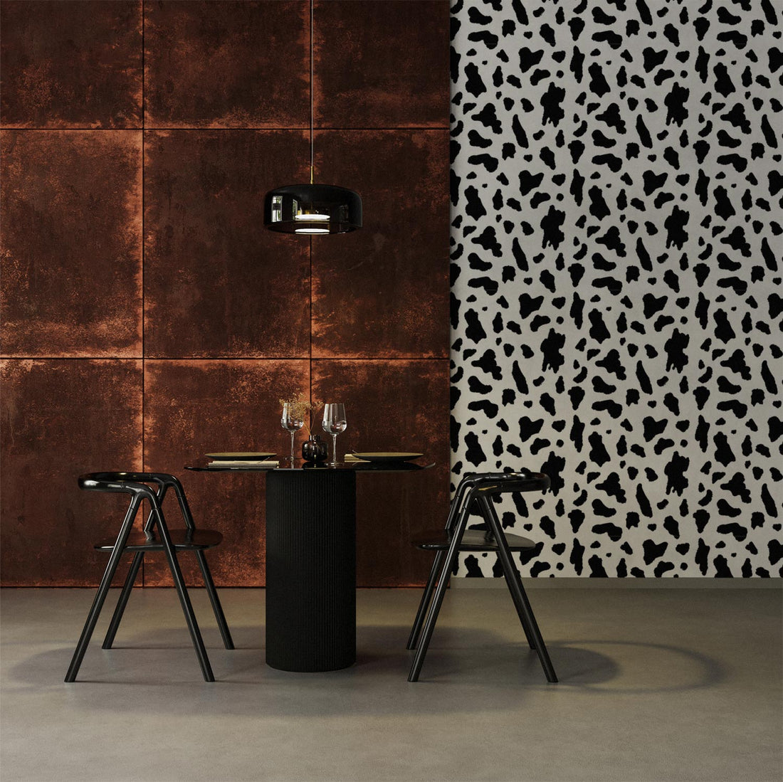Modern cow print wallpaper peel and stick wallpaper with cow pattern or classic wallpaper for commercial interiors