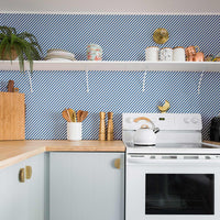 simple line print removable wallpaper for kitchen interiors