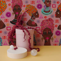 girly wallpaper for bedroom with african tribal print