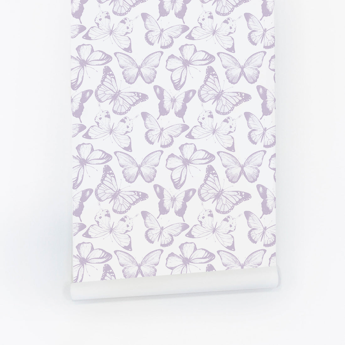 Watercolor butterfly wallpaper in lavender color for kids interiors