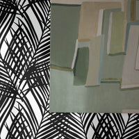 elegant black and white palm leaf pattern removable wallpaper