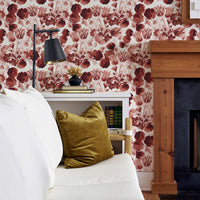 elegant red floral design wallpaper for luxurious home interior