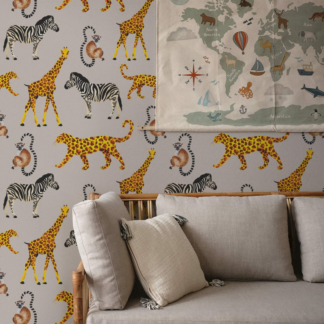 kids room interior with african decoration on walls