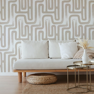 Custom order (SAME PROJECT): NEUTRAL PAINTBRUSH MAZE REMOVABLE WALLPAPER