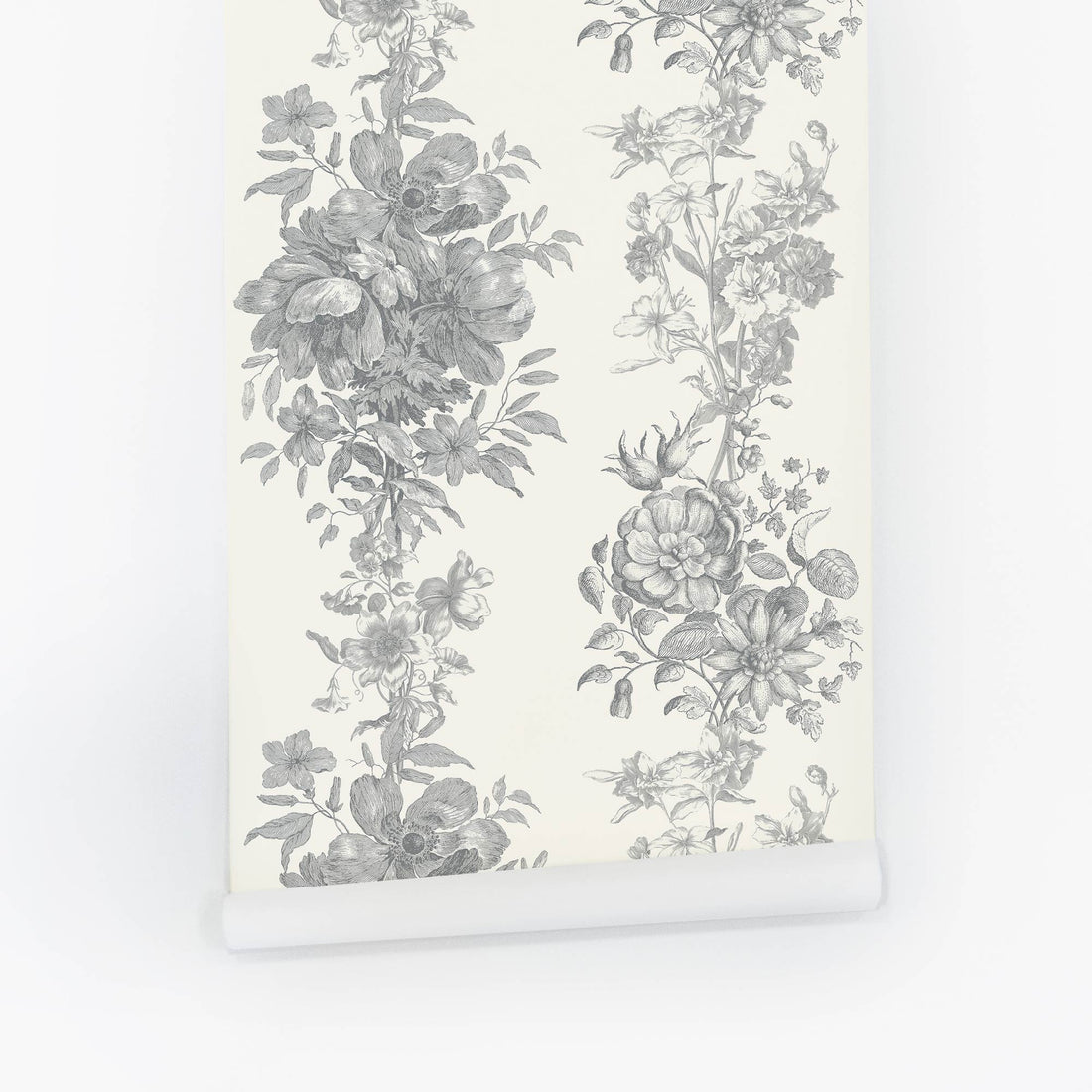vintage wallpaper design with grey floral pattern