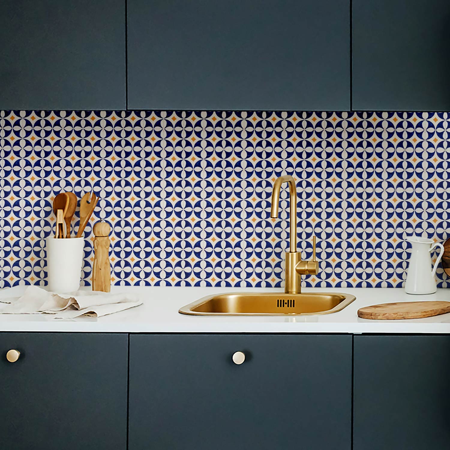 Blue & Yellow Tile Design Backsplash | Livettes EU