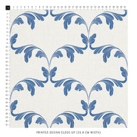 vintage french fabric with blue damask effect