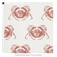 food themed fabric with red crab pattern