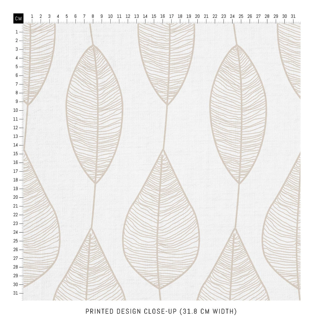 beige leaves print fabric scale