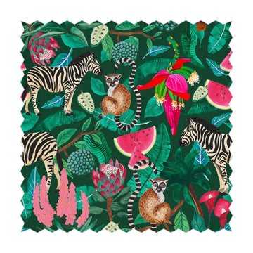 jungle theme printed fabric design with zebras