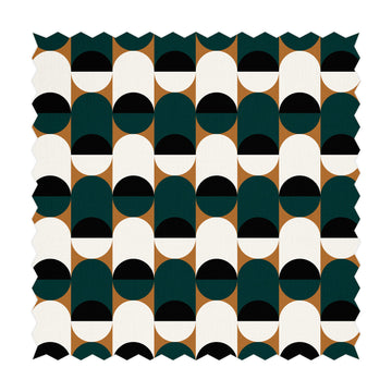 retro green fabric design with circle motif
