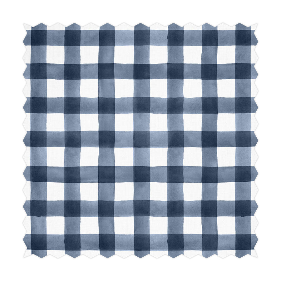 watercolor effect plaid fabric design in blue