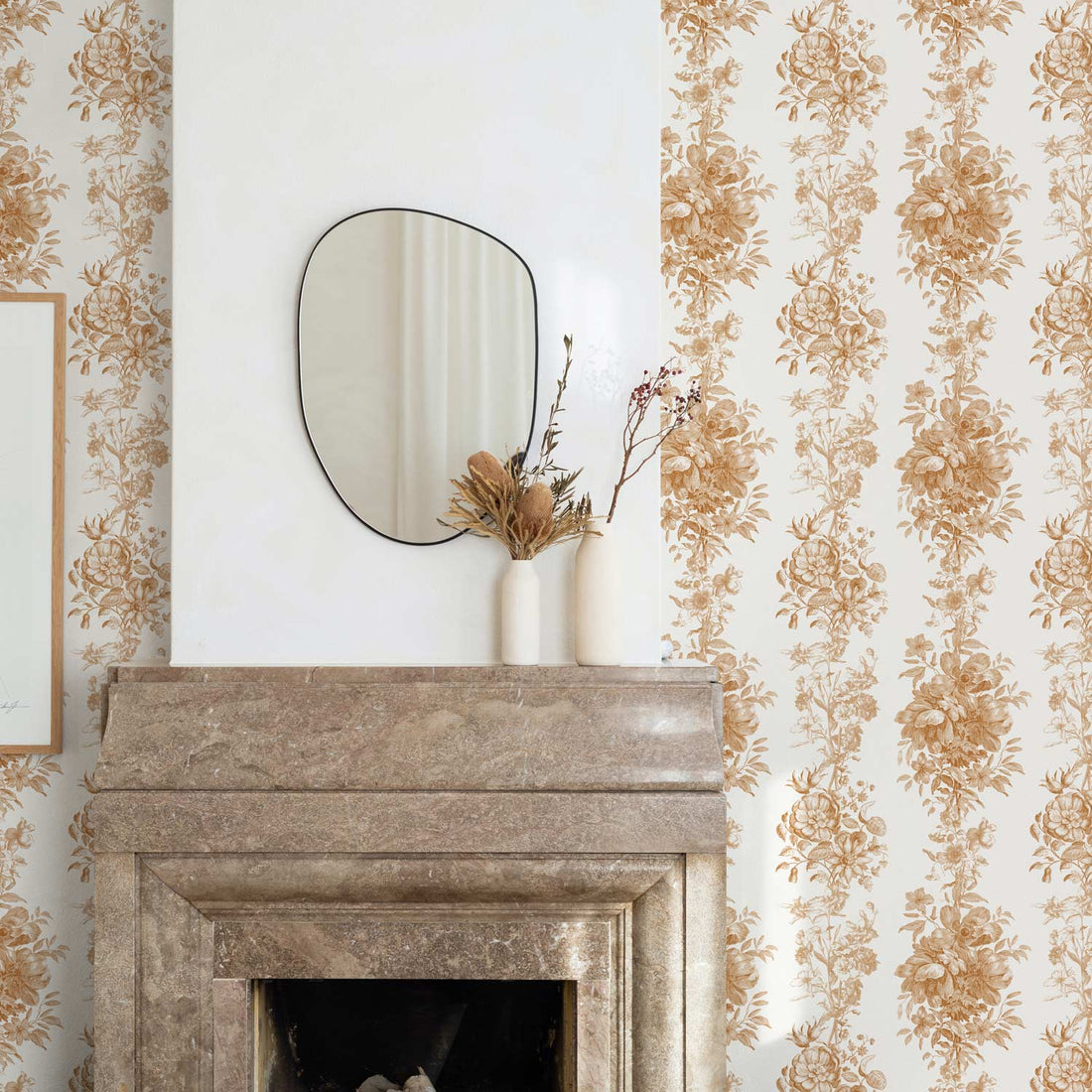 light brown vintage floral pattern wallpaper