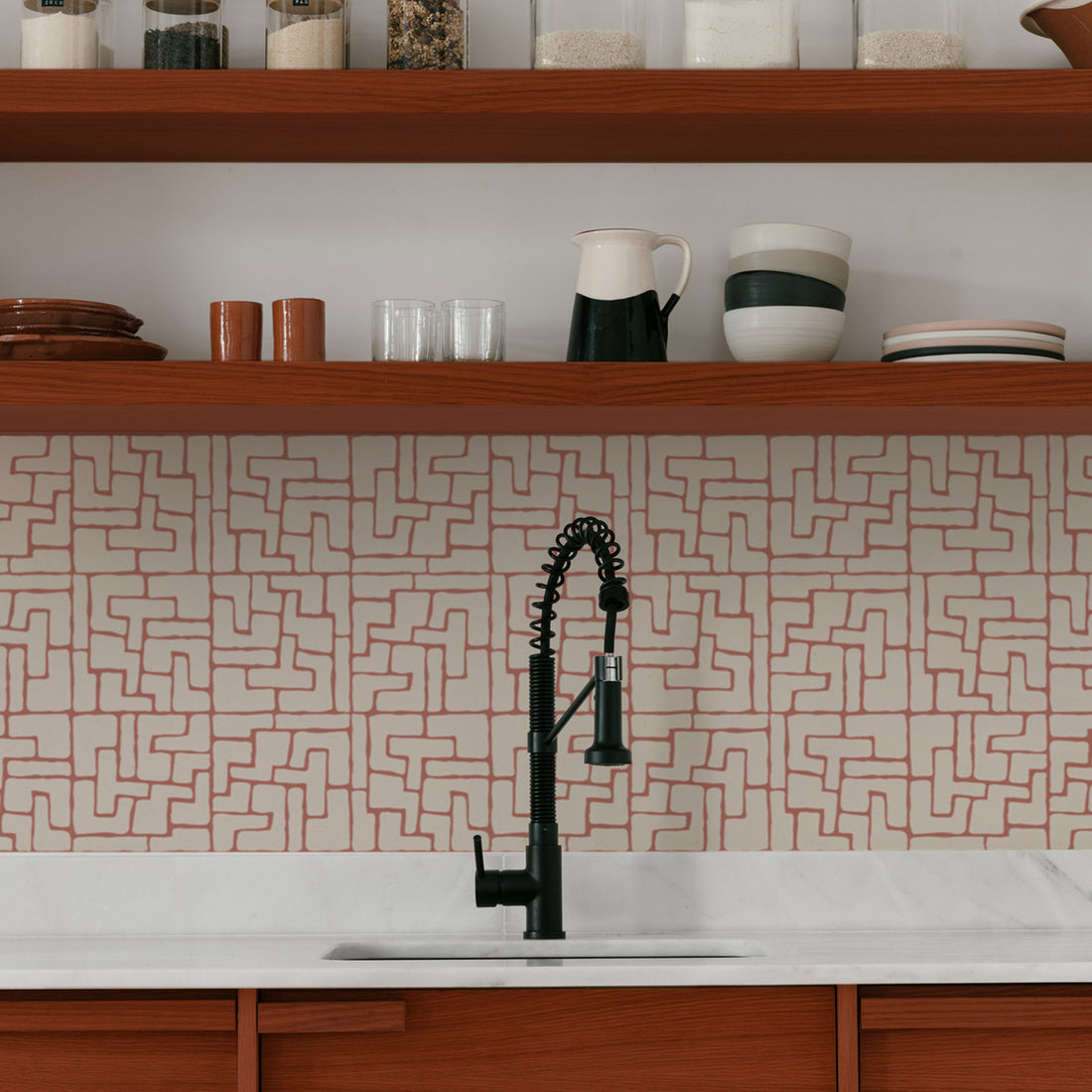 brown kitchen peel and stick backsplash