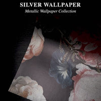 Silver Flower Bouquet Metallic Wallpaper