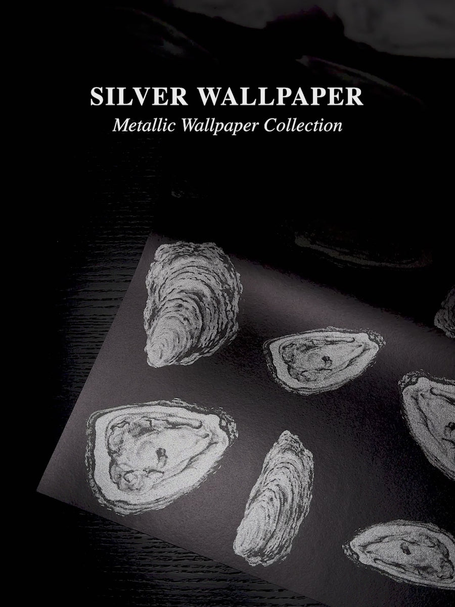 Silver Abstract Oysters Metallic Wallpaper