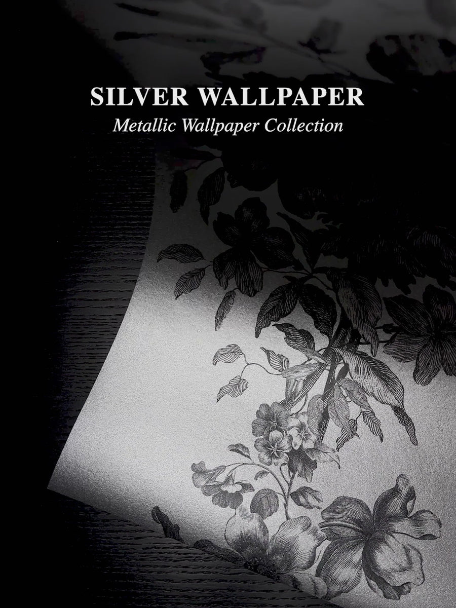 Silver Toile Pattern Metallic Wallpaper