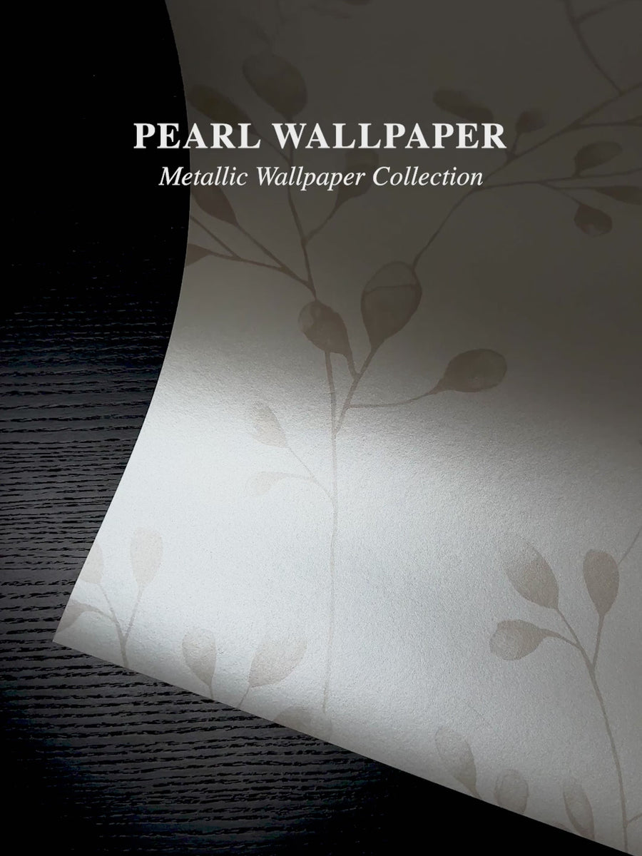 Metallic Pearl Wildflower Foliage Wallpaper