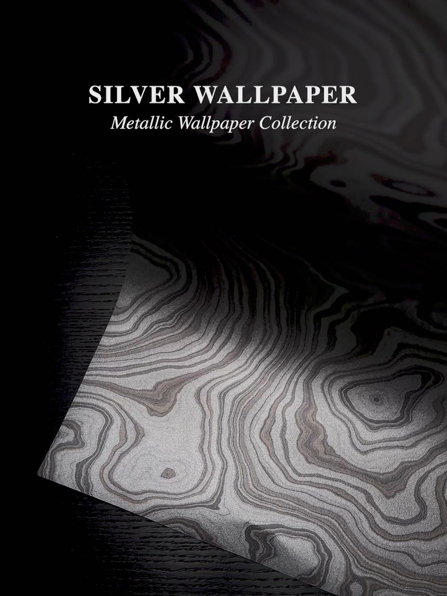 Metallic Silver Malachite Removable Wallpaper