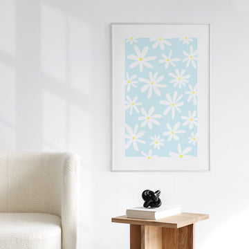 daisy art poster design for scandinavian inspired home