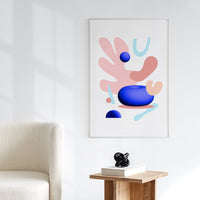 light pink and blue abstract shapes poster