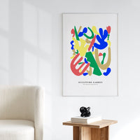 sculptural art print with bright geometric shapes