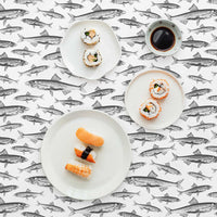 food inspired wallpaper with anchovies pattern