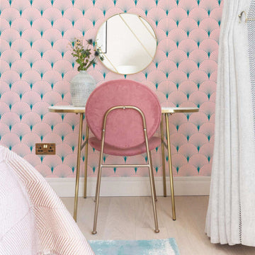 cute pink scallop design wallpaper for bedroom