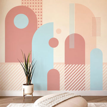 city inspired wallpaper design with geometric shapes