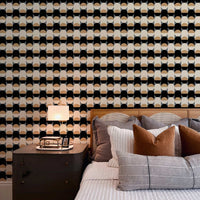 small geometric shapes wallpaper for mid century modern bedroom design