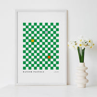fun art print with green squares