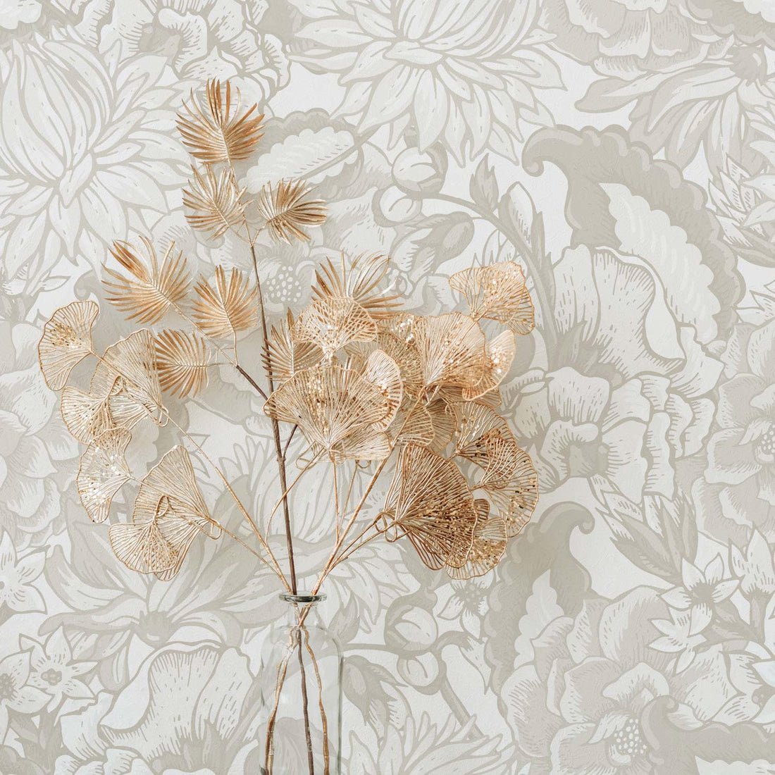 soft gray vintage botanical design wallpaper